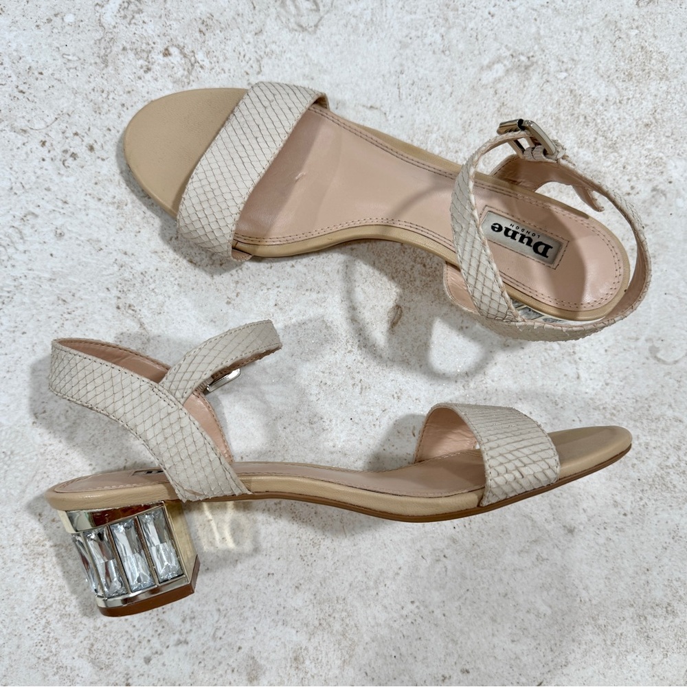 Dune London Crystal Block Nude Heel Leather Sandal Size 9 - Quiet Luxury - Picture 17 of 17